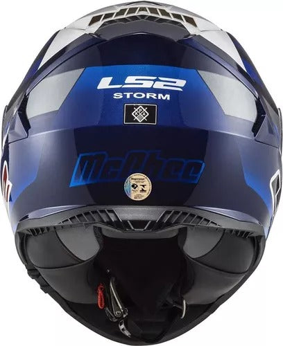 LS2 FF800 STORM JOHN MCPHEE AZUL LEVE BICOMPOSTO COR Azul/branco + VISEIRA EXTRA AZUL