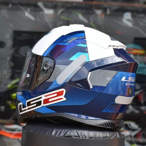 LS2 FF800 STORM JOHN MCPHEE AZUL LEVE BICOMPOSTO COR Azul/branco + VISEIRA EXTRA AZUL