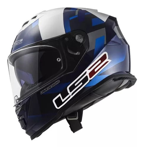 LS2 FF800 STORM JOHN MCPHEE AZUL LEVE BICOMPOSTO COR Azul/branco + VISEIRA EXTRA AZUL